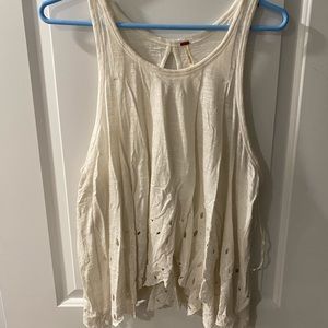 White flowy floral tank top